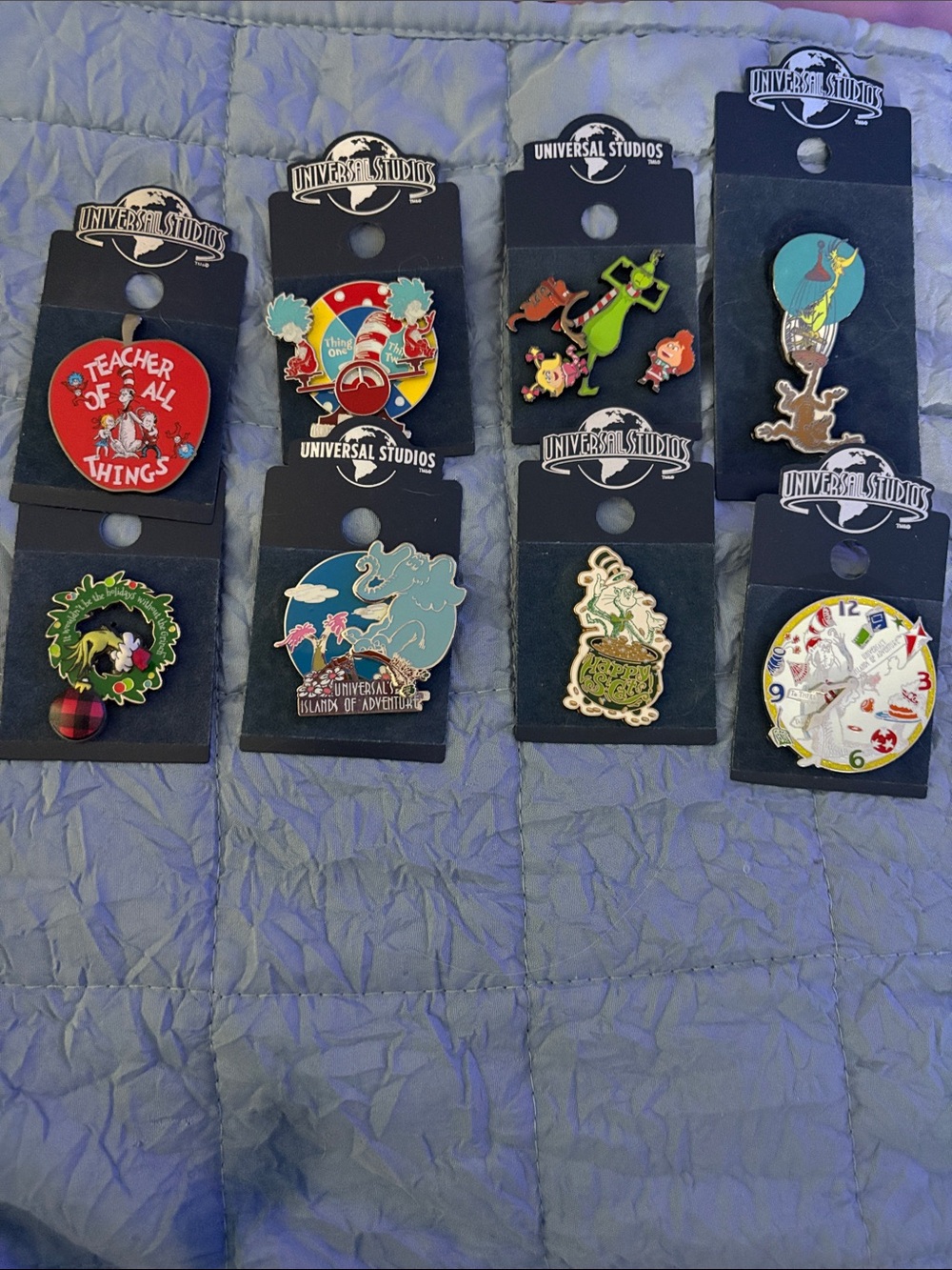Universal Studios Enamel Pin Set -Multi Color dr. Seuss cat in hat grinch n more